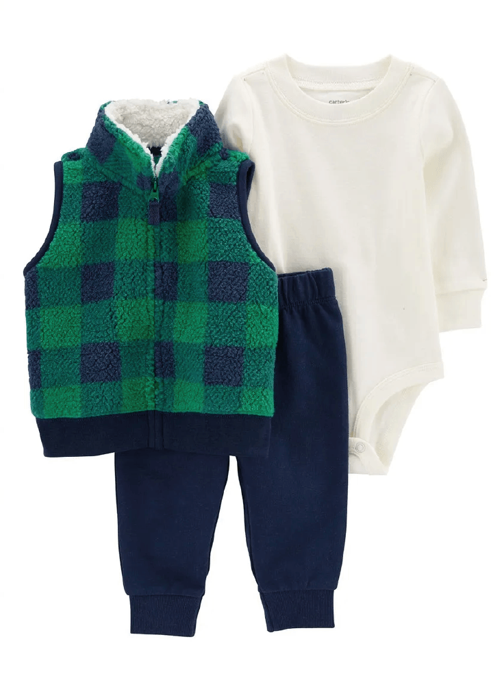 Conjunto 3 Piezas Chaleco Sherpa Cuadros
