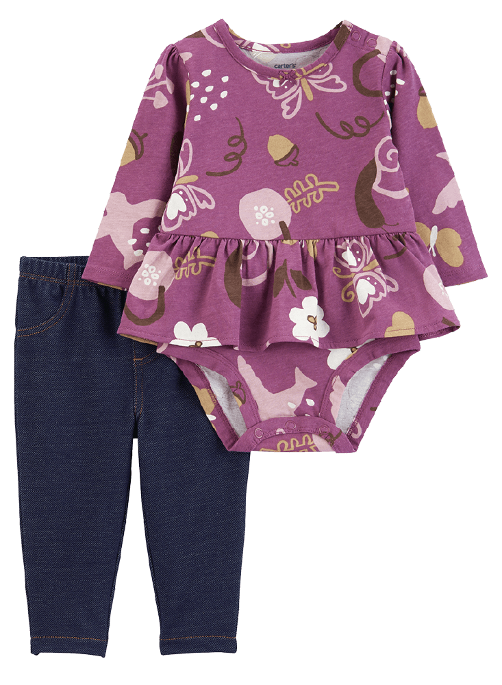 Set Body Manga Larga Estampado y Pantalón