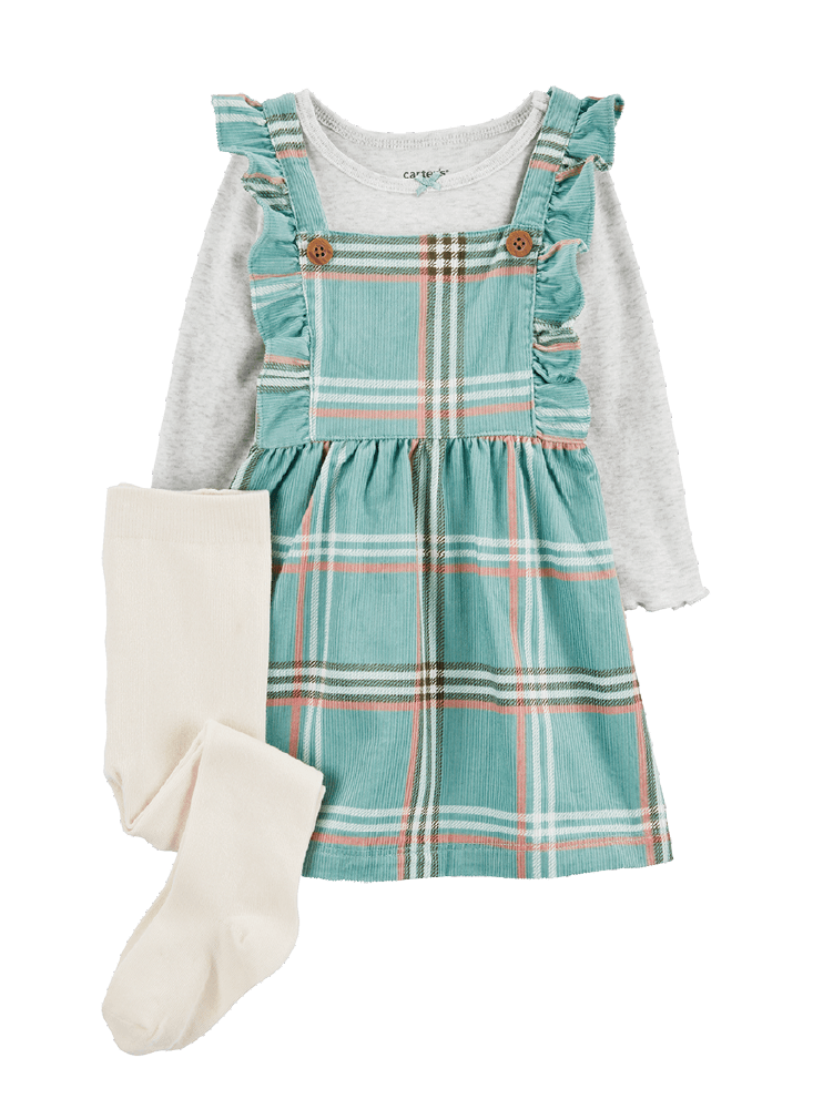 Vestido 3 Piezas Jardinera Cuadros
