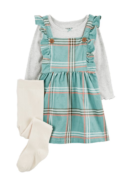 Vestido 3 Piezas Jardinera Cuadros