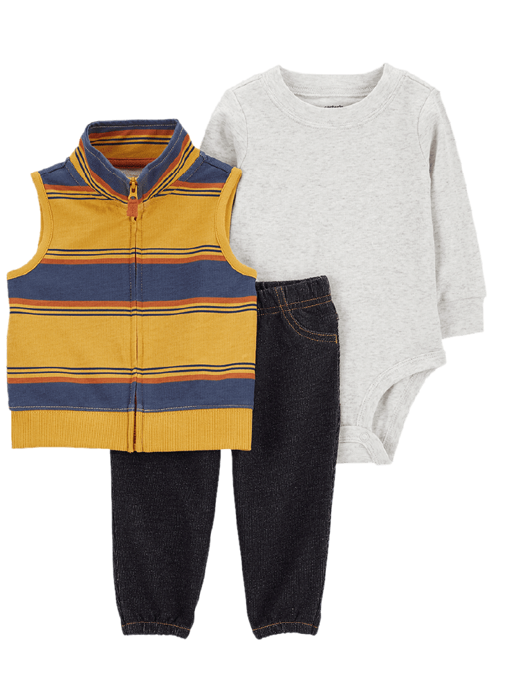 Conjunto 3 Piezas Con Chaleco Rayas