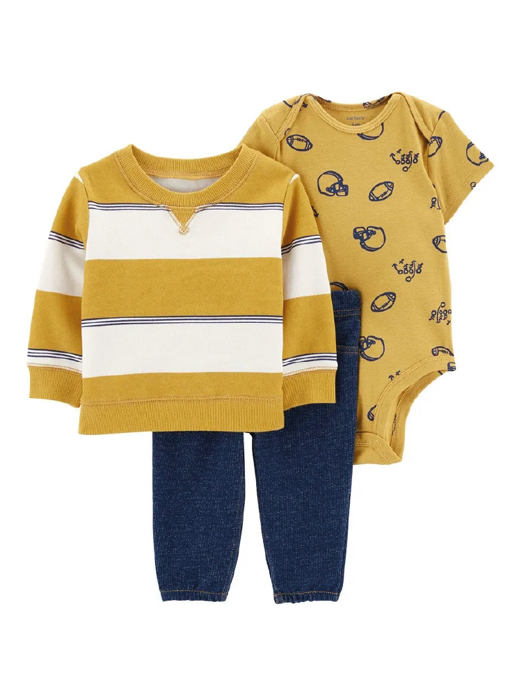 Conjunto 3 Piezas Con Sudadera Lineas Amarillas