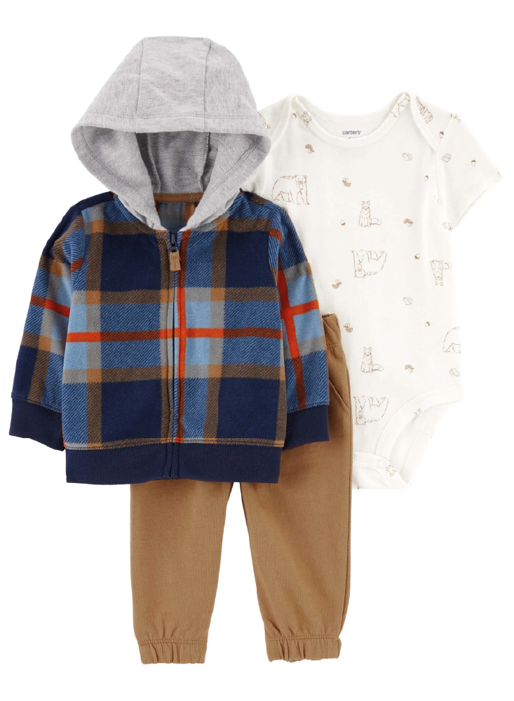 Conjunto 3 Piezas Con Chaqueta con Capota