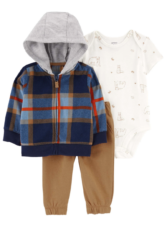 Conjunto 3 Piezas Con Chaqueta con Capota