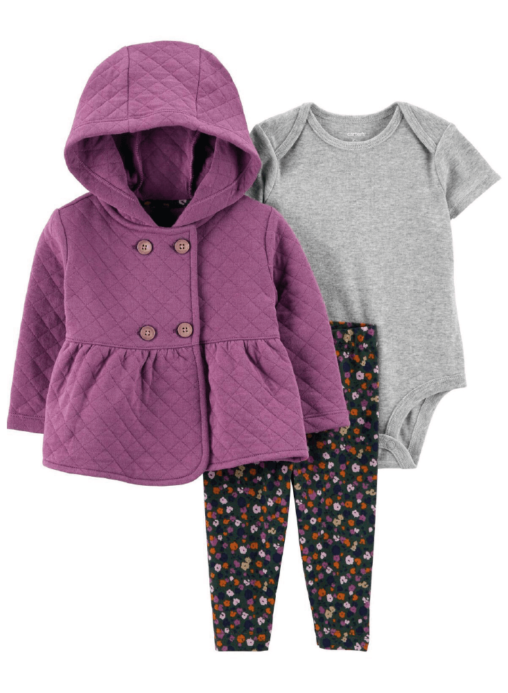 Conjunto 3 Piezas Abrigo Morado
