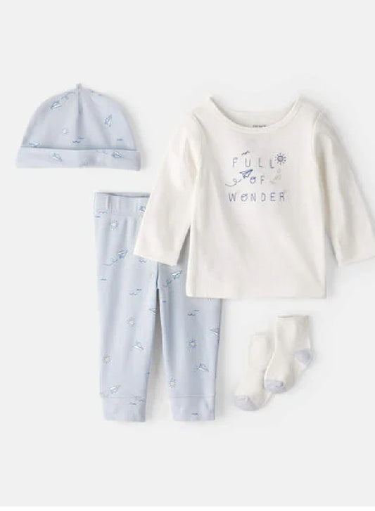 CONJUNTO 4 PIEZAS AVIONCITOS AZUL