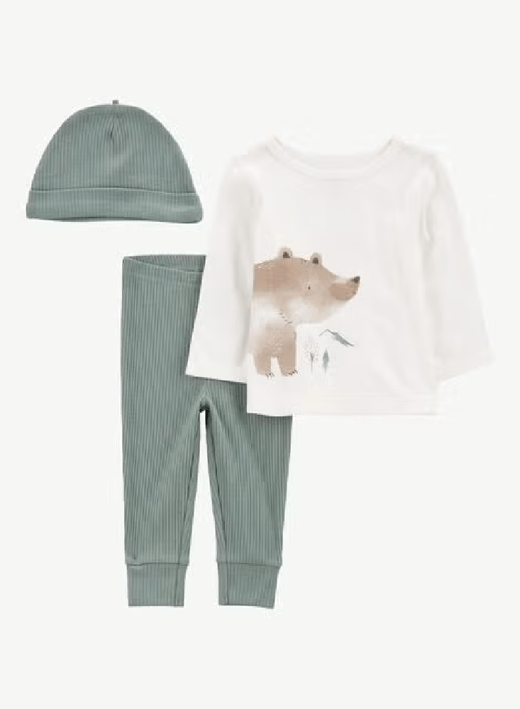 CONJUNTO 3 PIEZAS OSITO GORRITO