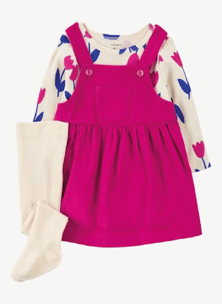 Vestido 3 Piezas Tulipanes Rosa Oscuro