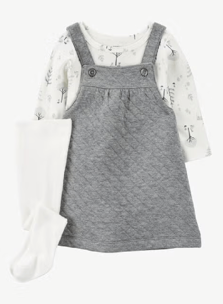 Vestido 3 Piezas Gris Arbolitos