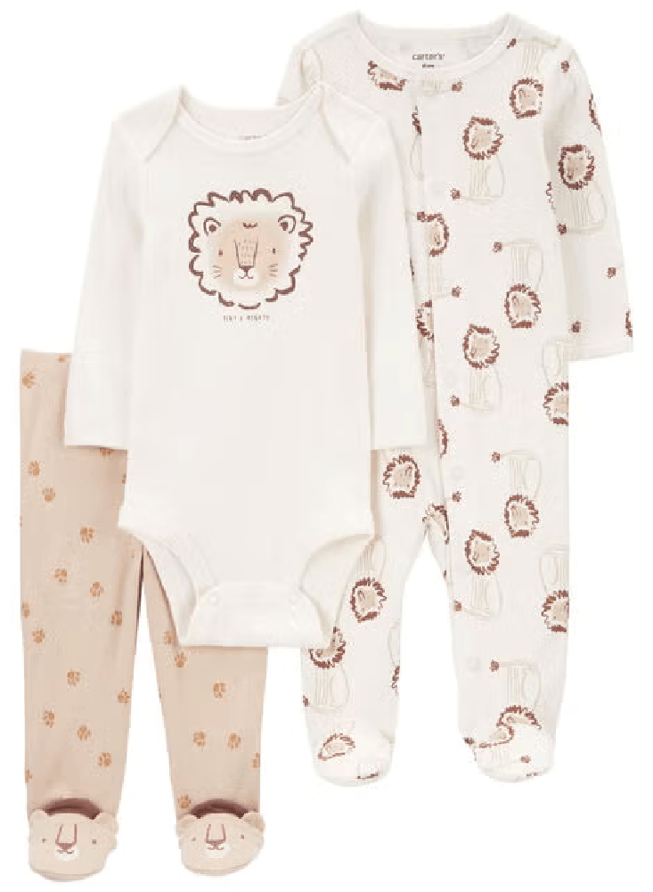 CONJUNTO 3 PIEZAS LEONCITOS CAFES
