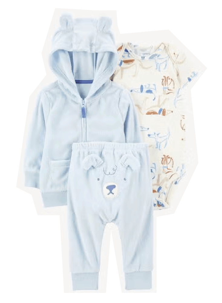 CONJUNTO 3 PIEZAS OSITO AZUL