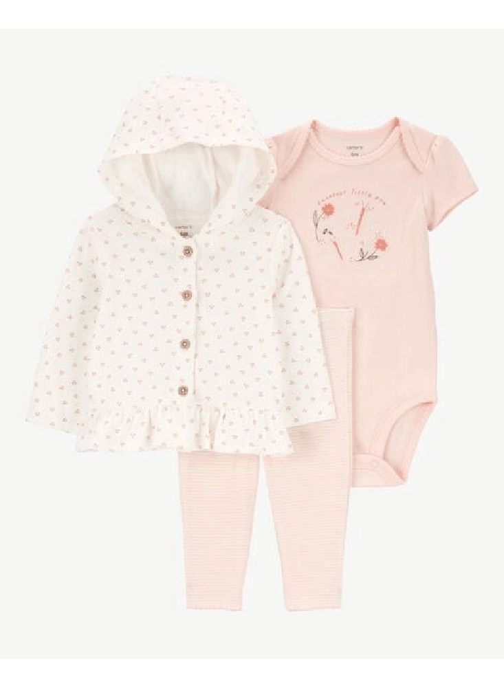 Conjunto 3 Piezas Cardigan Florecitas