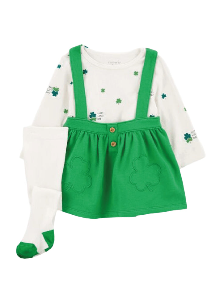 CONJUNTO VESTIDO 3 PIEZAS JARDINERA VERDE