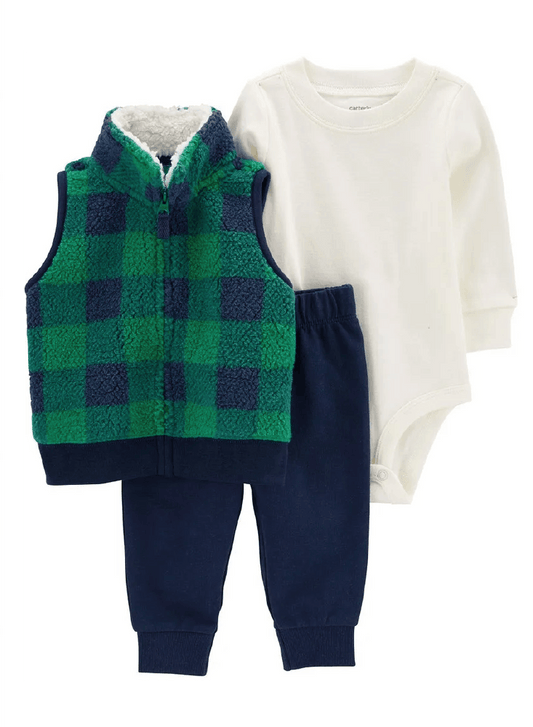 Conjunto 3 Piezas Chaleco Sherpa Cuadros