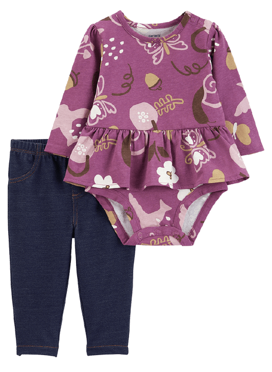 Set Body Manga Larga Estampado y Pantalón