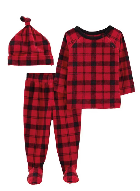 Conjunto 3 Piezas Cuadritos Rojos
