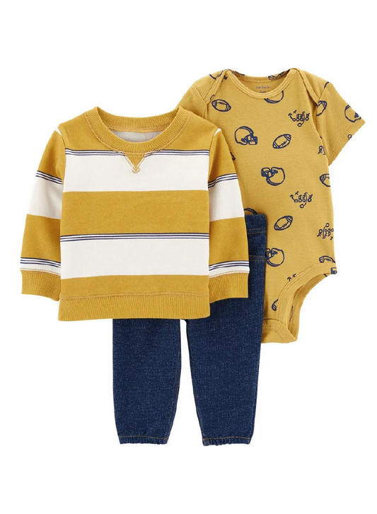 Conjunto 3 Piezas Con Sudadera Lineas Amarillas