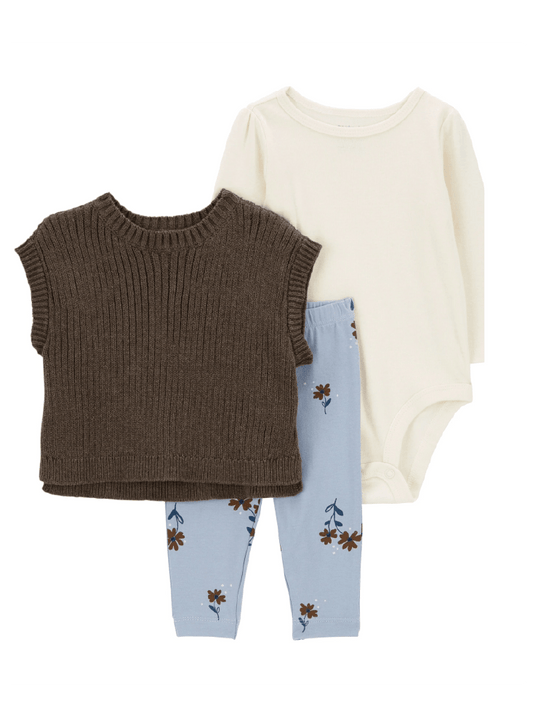 Conjunto 3 Piezas Chaleco Tejido