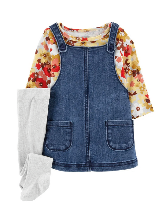 Vestido 3 Piezas Florecitas Jean