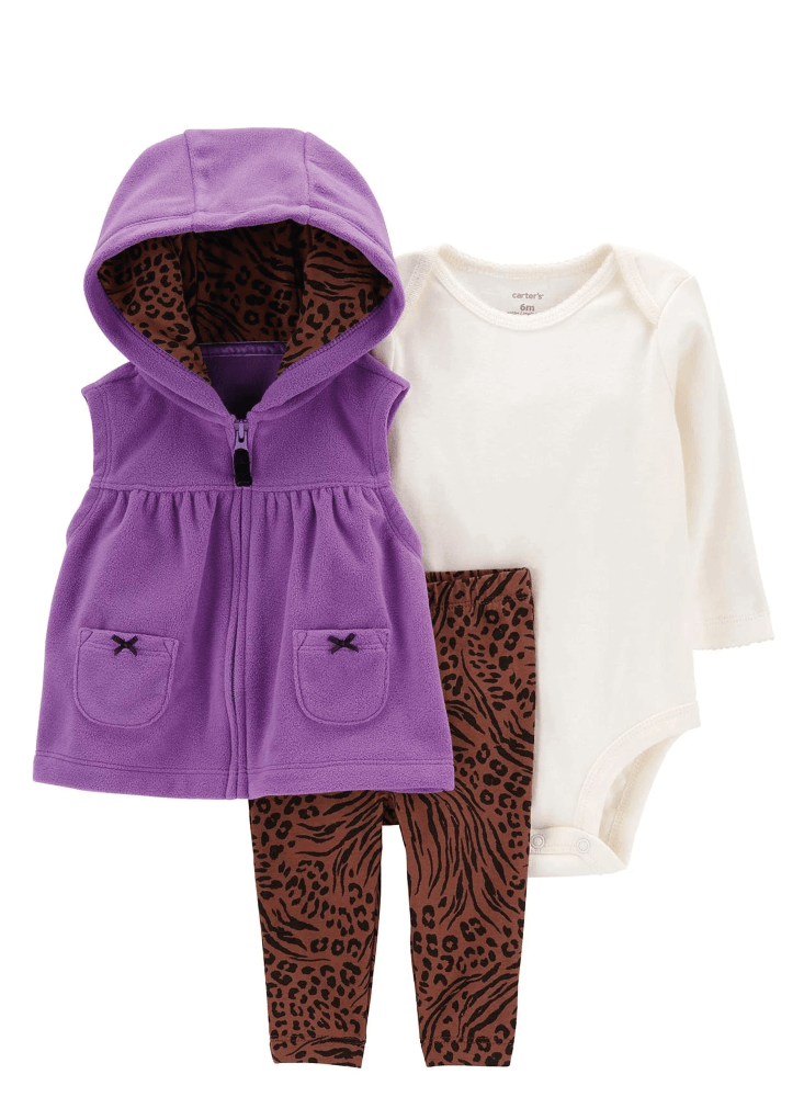 Conjunto 3 Piezas Chaleco Morado