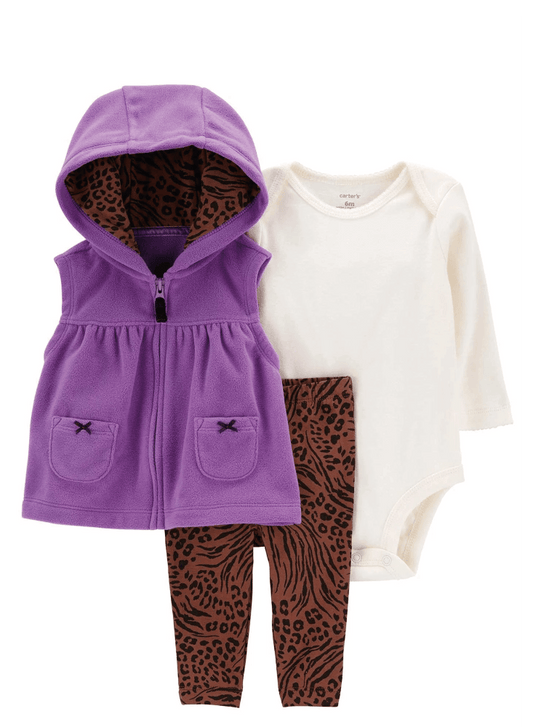 Conjunto 3 Piezas Chaleco Morado