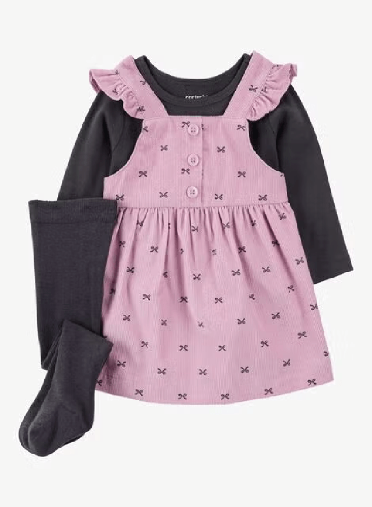 Vestido 3 Piezas Gris Rosa