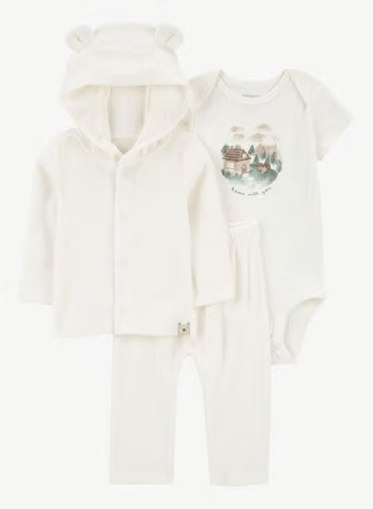 CONJUNTO 3 PIEZAS OSITO BLANCO