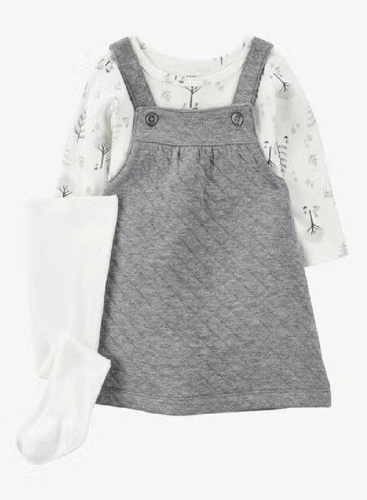 Vestido 3 Piezas Gris Arbolitos