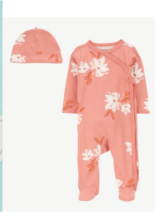 Pijama Enteriza Con Gorrito con Rosas