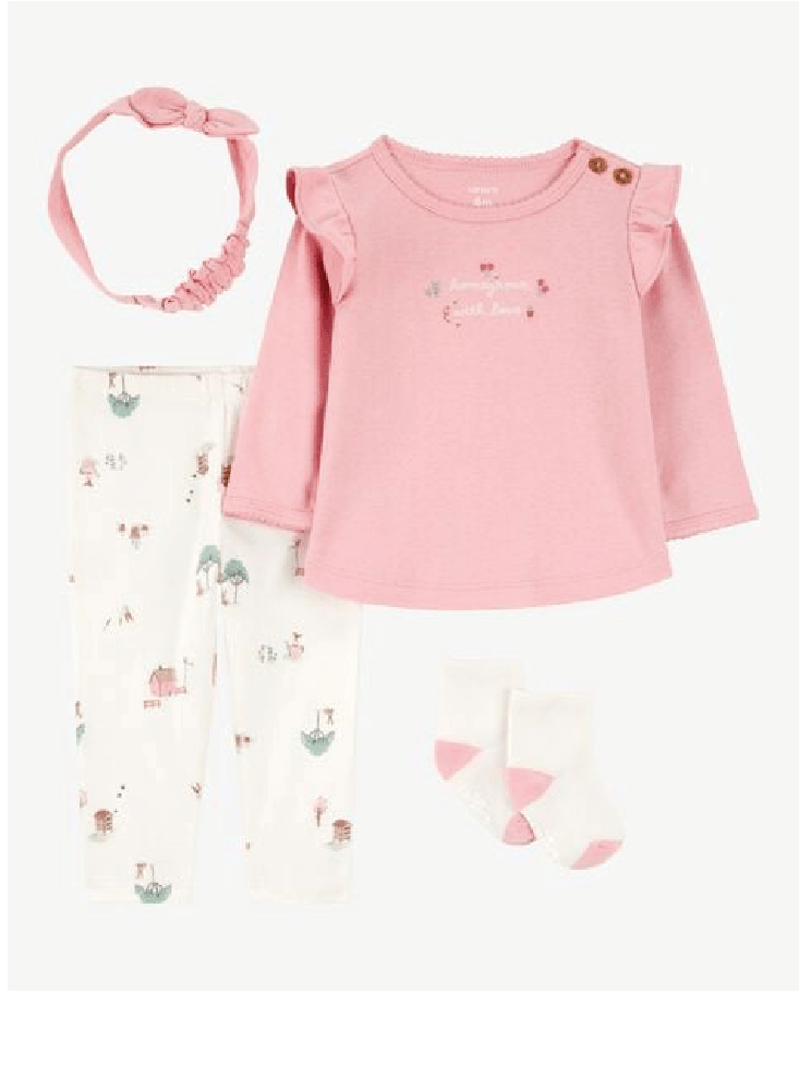 CONJUNTO 4 CASITAS ROSAS