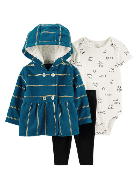 Conjunto 3 Piezas Abrigo Azul con Sheroa